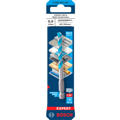 Свердло Bosch Expert HEX-9 Multi Construction 5.5x60x100 мм