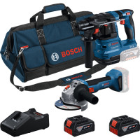 Набір акумуляторних інструментів Bosch Pro: кшм GWS 18V-8, перфоратор GBH 18V-22, 2 акб GBA 18 V 4.0 Ah, з/п GAL 18V-40 у сумці