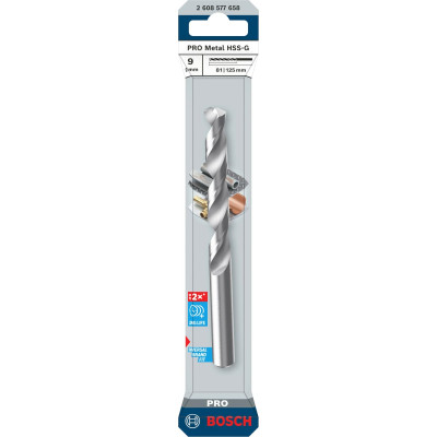 Свердло спіральне Bosch PRO Metal HSS-G, 9х81х125 мм Свердло спіральне Bosch PRO Metal HSS-G, 9х81х125 мм
