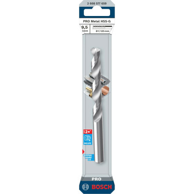 Свердло спіральне Bosch PRO Metal HSS-G, 9.5х81х125 мм