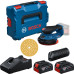 Акумуляторна ексцентрикова шліфмашина Bosch Pro GEX 18V-150-3, з 2 акб 4 Ah та з/п GAL 18V-40, у L-Bохх 162