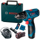 Акумуляторний дриль-шурупокрут Bosch GSR 120-LI Professional, 2 акб 2 Ah, набори біт та свердел