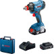 Акумуляторний ударний гайкокрут Bosch GDX 180-Li Professional, 2 акб GBA 18V 2.0Ah, GAL 18V-40, в чемодані