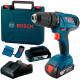 Акумуляторний дриль-шурупокрут Bosch GSR 180-Li Professional, 2 акб GBA 18V 2.0 Ah, з/п GAL 18V-20, набір насадок для загвинчування та свердел