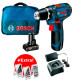 Акумуляторний дриль-шурупокрут Bosch GSR 12V-15 Professional, 2 акб 12V (2Ah+4Ah) і з/в GAL 12V-20, з набором 7 свердел по дереву, набором 7 свердел по металу і набором 25 біт