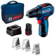 Акумуляторний дриль-шуруповерт Bosch GSR 12V-30 Professional, 2 акб 2 Ah, з/п, три набори свердел і біт