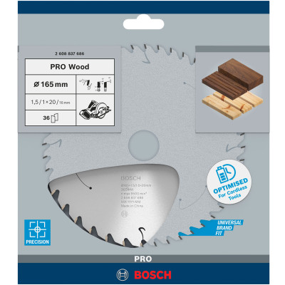 Пиляльний диск Bosch Standard for Wood 165x20x1.0 мм