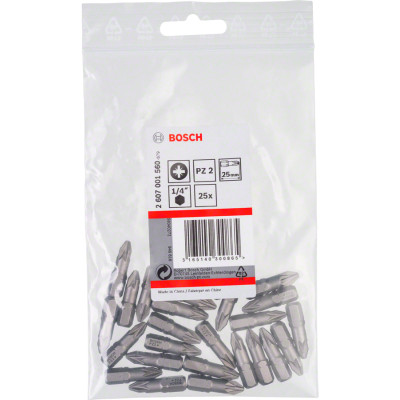 Біти Bosch Extra-Hart PZ2 25 мм, 25 шт Біти Bosch Extra-Hart PZ2 25 мм, 25 шт