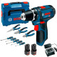 Акумуляторний дриль-шурупокрут Bosch GSR 12V-15 Professional 2 акб GBA 12V 2.0Ah, з/в GAL 12V-20 та набір інструментів, у кейсі